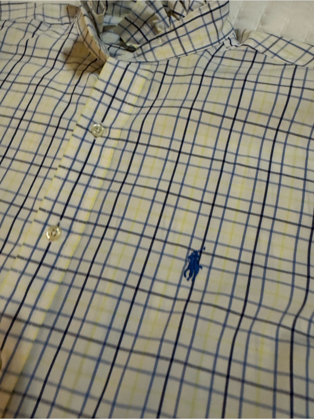 Upcycled Classic Ralph Lauren Blue and Yellow Plaid Button-Down Shirt L/XL - Picture 8 of 10